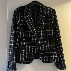 Zara black jacket with white stripes